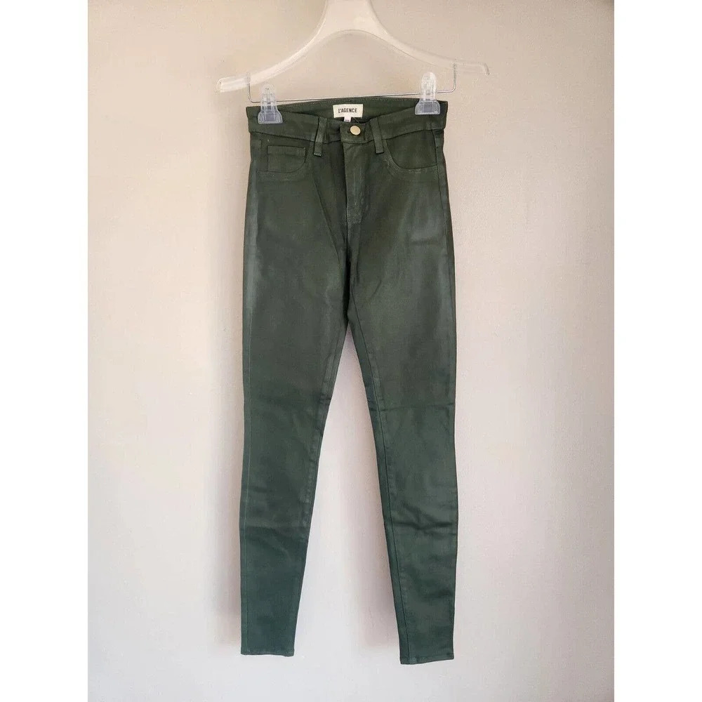NWD L'Agence Marguerite High Rise Coated Skinny Jeans Size 25 Green